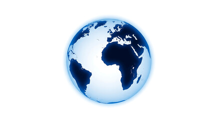 Obraz premium Blue Glowing World Globe Isolated on White Background Representing Global Network and Technology