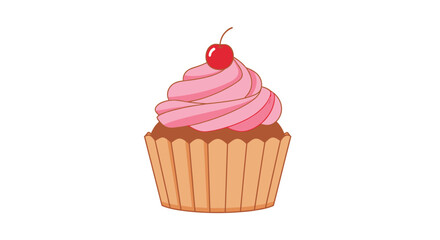 Sweet temptation a delightful cupcake illustration with cherry on top indulgence