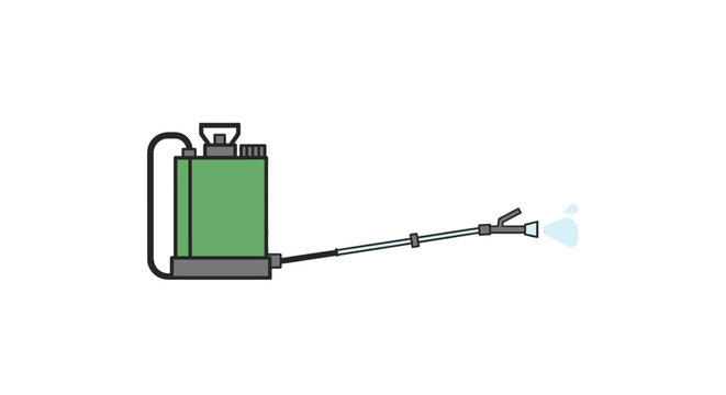 Green backpack sprayer with nozzle dispensing liquid, ideal for gardening and pest control uses in