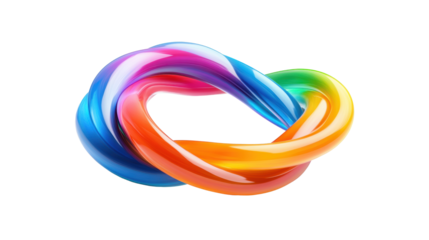 Colorful Intertwined Circles on Transparent Background