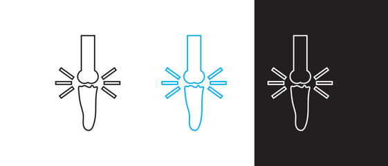 Arthritis Knee bones with Joint Pain Icon, knee pain icon, vector illustration.