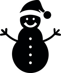 Snowman wearing Santa hat smiling during cheerful Christmas holiday Vector illustration