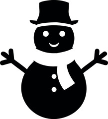 Cute snowman wearing scarf and hat symbolizing warm winter season Vector illustration