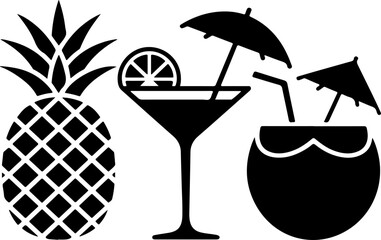cocktail set silhouette vector illustration