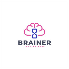 Creative Brain And Hourglass Combination Logo Template