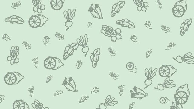 Fresh and Healthy Vegetables A Delightful Pattern with Beets, Cabbages, and Lemons in a Charming Style