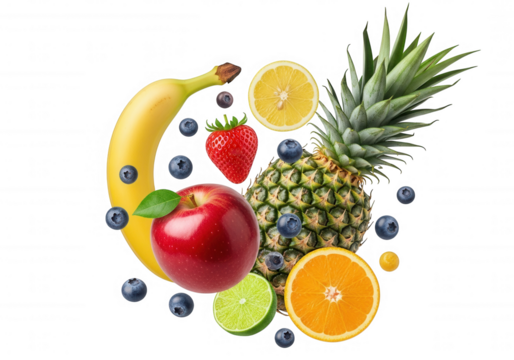 Assorted Fresh Fruits isolated on a transparent background - Powered by Adobe