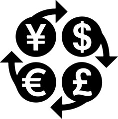 currency exchange silhouette vector illustration