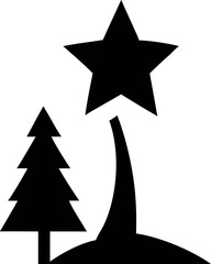 Glowing star above Christmas tree for clean minimal holiday style Vector illustration