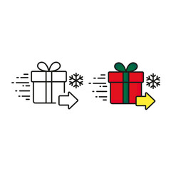 Christmas Delivery Package Bold Line Flat Icon