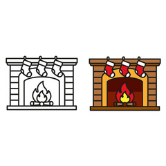 Christmas Fireplace Bold Line Icon