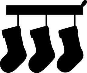 Christmas stockings hanging by warm fireplace in cozy festive home Vector illustration