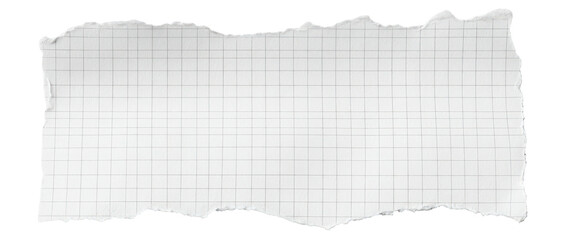 Torn piece of graph paper with ragged edges and a subtle grid pattern, isolated on a black background