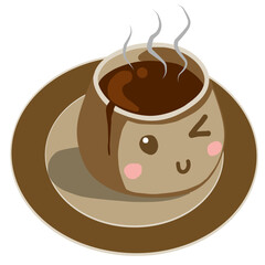 Kawaii Hot Chocolate Emoticon with Don't worry Expressions Vector