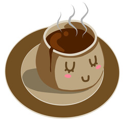 Cute Hot Chocolate Emoticon with chill Expressions Vector 