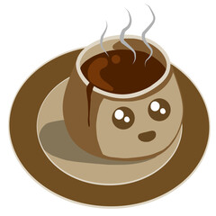 Cute Hot Chocolate Emoticon with sparkling Expressions Vector