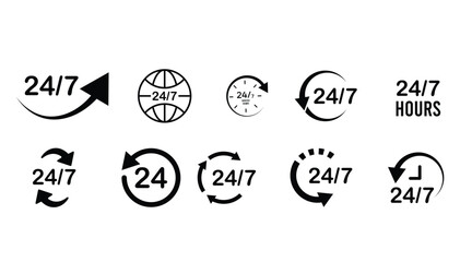 24 7 Customer Support icon set vector.