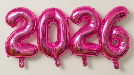 Pink foil balloons forming the number 2026, symbolizing New Year or celebration.  
