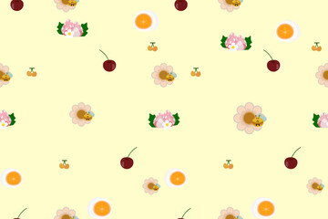 seamless pattern with strawberries watercolor hand painting on pastel geometric and striped background. Perfect design for fabric, clothing, decoration, element, texture, textile, embroidery, ornate