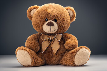 Vermont teddy bear plush kids toy isolated on grey background