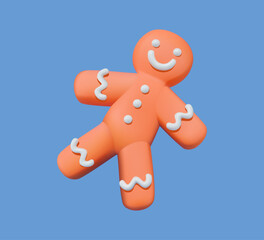 Gingerbread man 3D vector icon