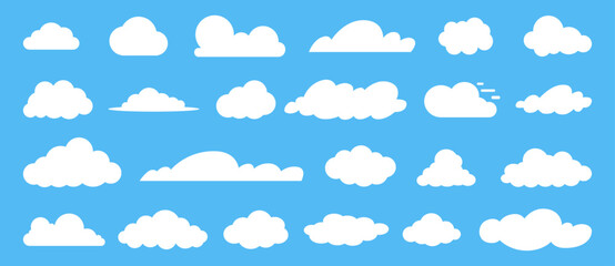Collection of White Clouds on a Blue Sky Background
