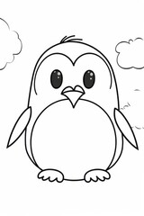 Cute penguin illustration for coloring pages featuring a playful design and cheerful expression concept
