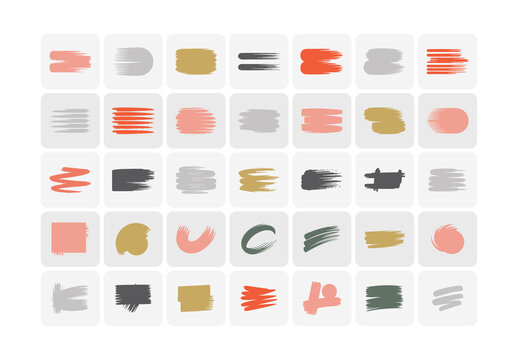 Abstract Vector Brush Strokes and Shapes Design Set