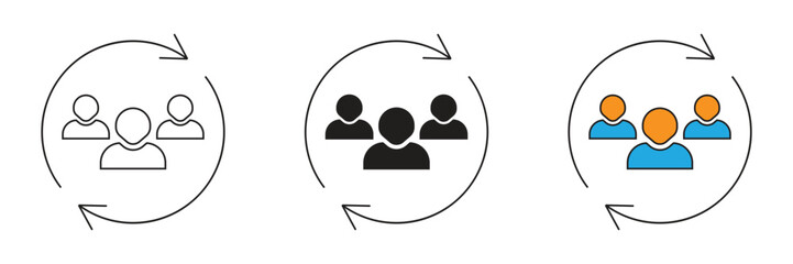 Community Cycle Circle Line Icon. Vector icon set for community cycles