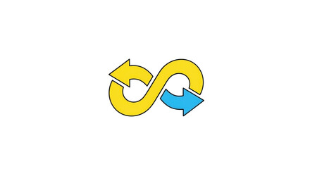 Isolated colorful arrow loop in infinity shape, design graphic symbol for recycle system