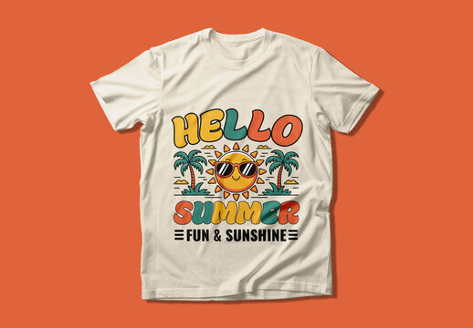 Hello Summer Fun Sunshine T shirt Design Layout