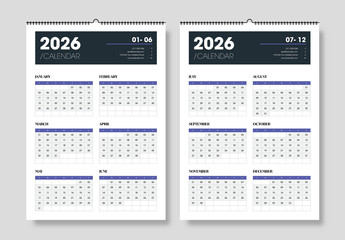 Modern Minimal 2026 Wall Calendar Template for Corporate Branding Use