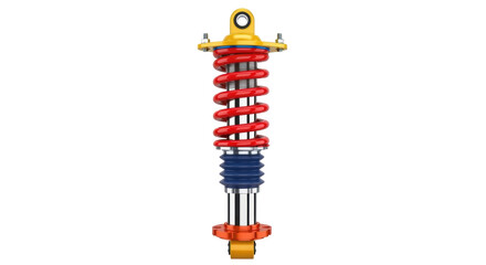 Isolated adjustable red coilover shock absorber for automotive race car suspension set up