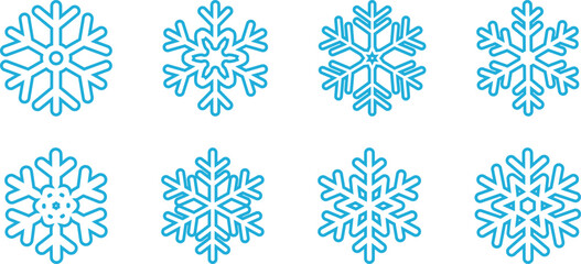 set of Snowflake vector outline and shape	