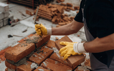 Close up view of builder that is on the construction site