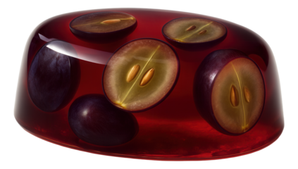 White chocolate seashells with a pearlescent sheen on a wooden board.