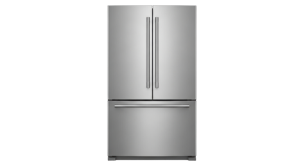 Isolated French door refrigerator with freezer drawer, a stainless steel kitchen appliance