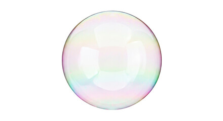 Isolated soap bubble with pearly luster effect and delicate iridescent colors shimmering.