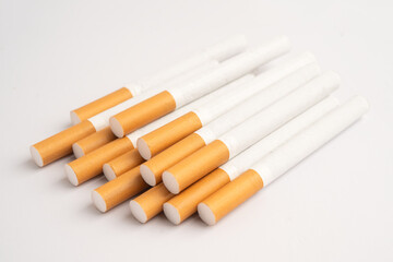 Cigarette on US dollar banknotes, cost, trading, marketing and production, No smoking, import export.