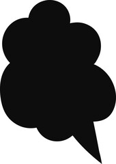 Black thought speech bubble silhouette on white