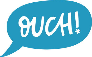 Speech bubble with ouch text denoting pain or injury