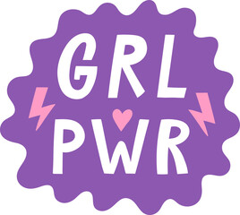 GRL PWR text on a purple sticker with lightning