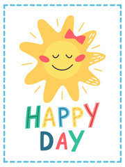 Happy day conceptual illustration with cute smiling sun