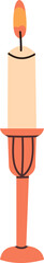 Burning candle on candlelight holder illustrating warmth