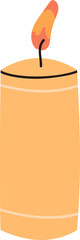 Tall burning candle creating warm light illustration