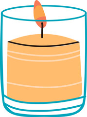 Burning candle in glass jar creating cozy light