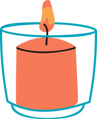 Burning candle in glass jar for relaxation