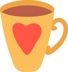 Yellow mug with heart symbol holding a hot drink