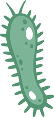 Green cartoon microbe icon on white background