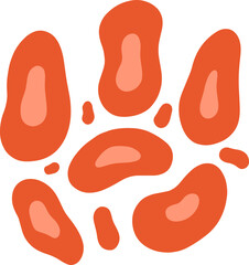 Orange abstract paw print animal track illustration